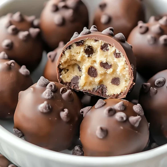 Chocolate Chip Cookie Dough Truffles on a plate